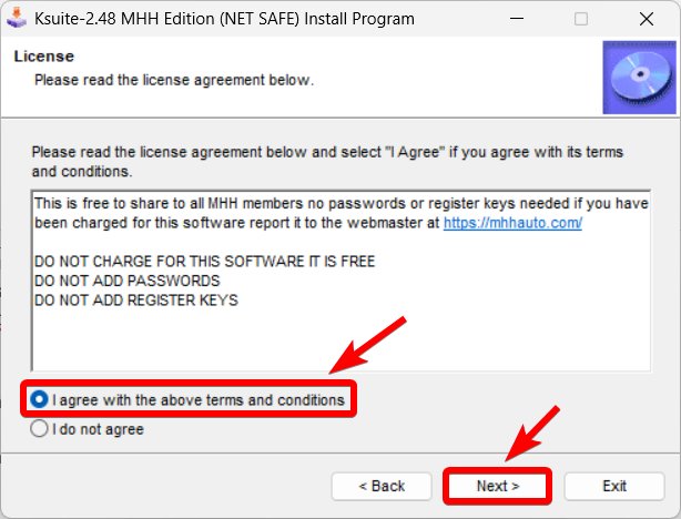 Окно лицензионного соглашения K-Suite 2.48. Примите условия и нажмите Next.