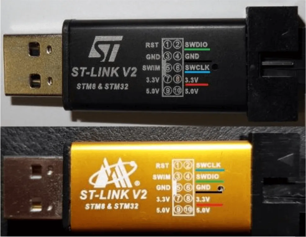 Распиновка колодки ST-Link V2 у двух разных производителей